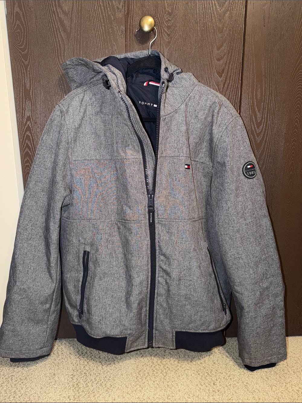 Tommy Hilfiger Gray Hooded Quilted Puffer Jacket